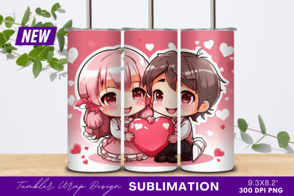 Download Chibi Couple Holding Heart Tumbler Png - Tumbler png Collection