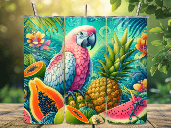 Download Tropical Parrot Fruit Summer Tumbler PNG - Tumbler png Collection