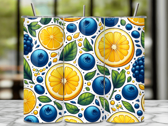 Download Lemon Blueberry Berry Summer Tumbler Png - Tumbler png Collection