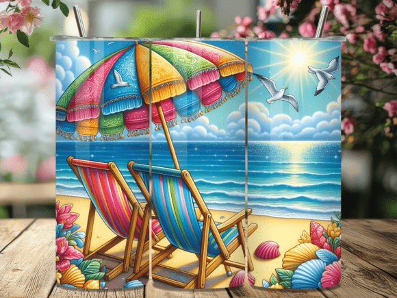 Download Tropical Beach Chairs Summer Tumbler PNG - Tumbler png Collection