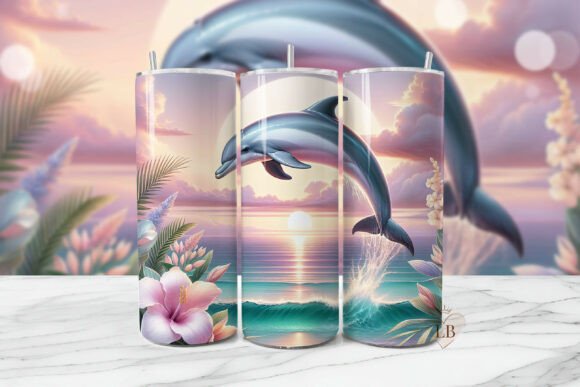 Download Pastel Sunset Dolphin Ocean Tumbler PNG - Tumbler png Collection