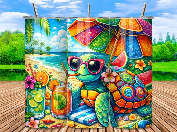 Download Tropical Beach Turtle Summer Tumbler PNG - Tumbler png Collection