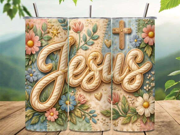 Download Christian Jesus Floral Cross Tumbler PNG - Tumbler png Collection