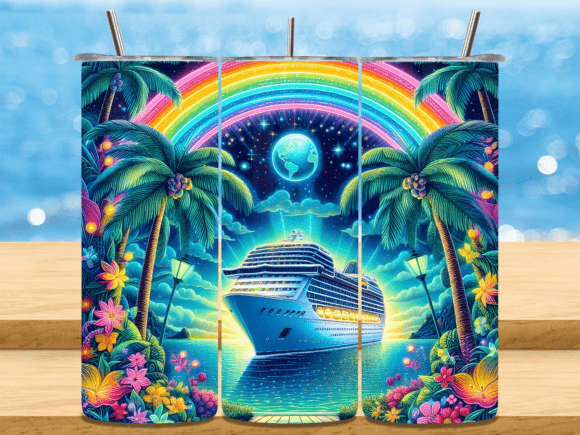 Download Rainbow Cruise Ship Tropical Tumbler PNG - Tumbler png Collection