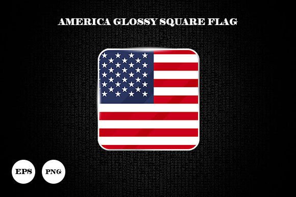 Download America Glossy Square Flag Icon - Premium Resources