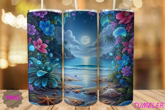 Download Moonlit Tropical Beach Tumbler PNG - Tumbler png Collection