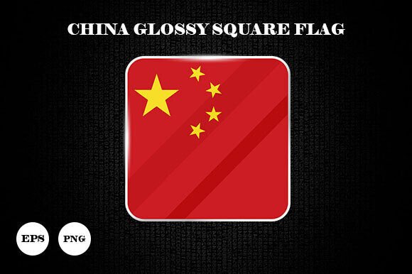 Download China Glossy Square Flag Icon - Premium Resources