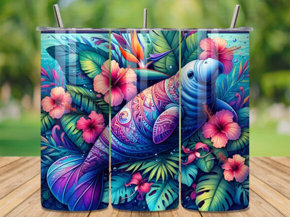 Download Boho Tribal Manatee Tropical Tumbler PNG - Tumbler png Collection