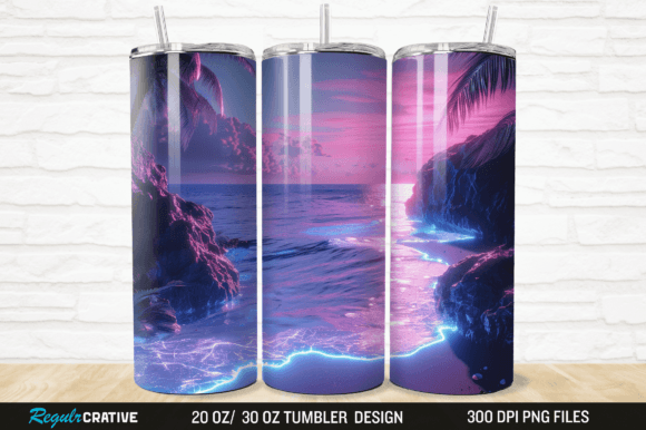 Download 3D Neon Ocean Inspired Beach Tumbler PNG - Tumbler png Collection