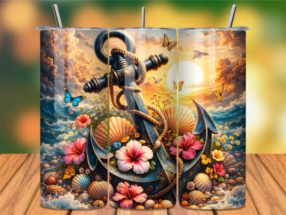 Download Nautical Anchor Sunset Ocean Tumbler Png - Tumbler png Collection