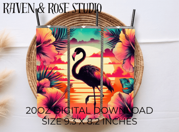 Download Tropical Flamingo Sunset Tumbler PNG - Tumbler png Collection