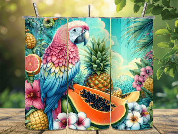 Download Tropical Parrot Fruit Summer Tumbler PNG - Tumbler png Collection